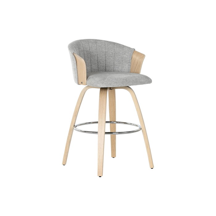 DKD Home Decor Taburete de Madera y Poliéster Gris DKD Home Decor Taburete de Madera y Poliéster Gris