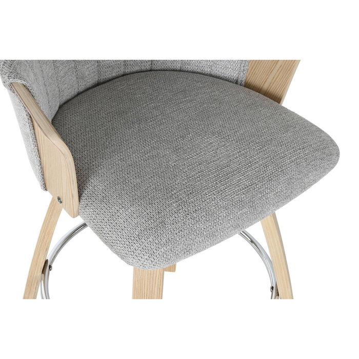 DKD Home Decor Taburete de Madera y Poliéster Gris DKD Home Decor Taburete de Madera y Poliéster Gris