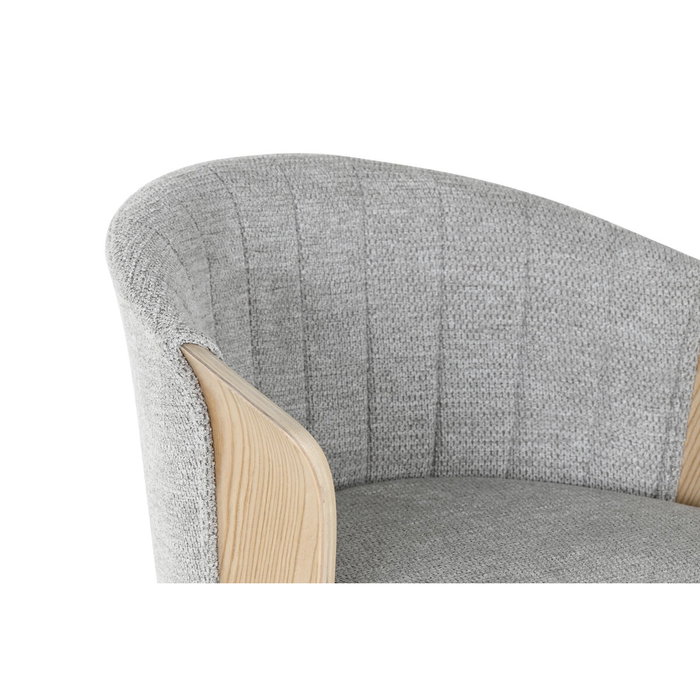 DKD Home Decor Taburete de Madera y Poliéster Gris DKD Home Decor Taburete de Madera y Poliéster Gris