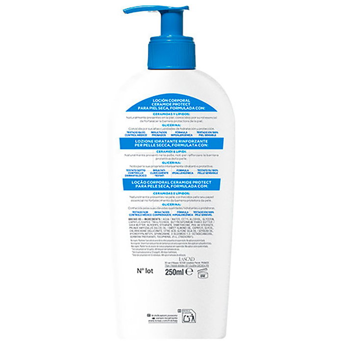 Mixa CERAMIDE PROTECT Loción Corporal - 250 ml - Hidratante para Piel Seca con Ceramidas y Glicerina - Fórmula Hipoalergénica sin Perfume