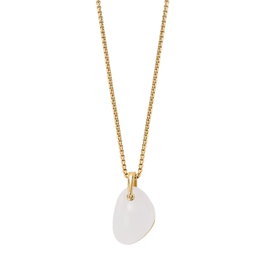 Skagen SKJ1552710 Collar Dorado con Colgante de Vidrio Marino Blanco