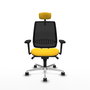 PIQUERAS Y CRESPO Silla Alares Sincro con Malla Negra, Asiento Amarillo y Base de Aluminio