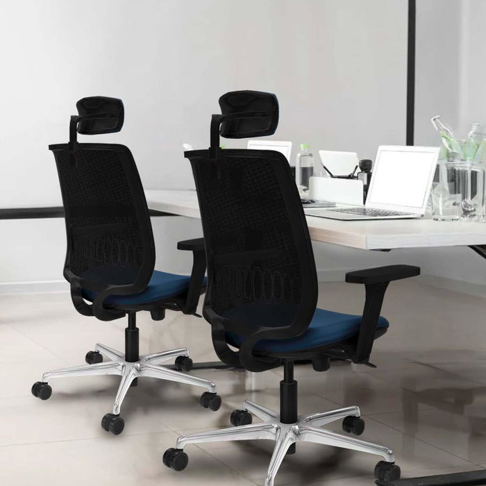 PIQUERAS Y CRESPO Silla Alares Sincro con Malla Negra, Asiento Amarillo y Base de Aluminio