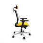 PIQUERAS Y CRESPO Silla Alares Sincro con Malla Negra, Asiento Amarillo y Base de Aluminio