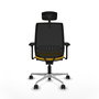 PIQUERAS Y CRESPO Silla Alares Sincro con Malla Negra, Asiento Amarillo y Base de Aluminio