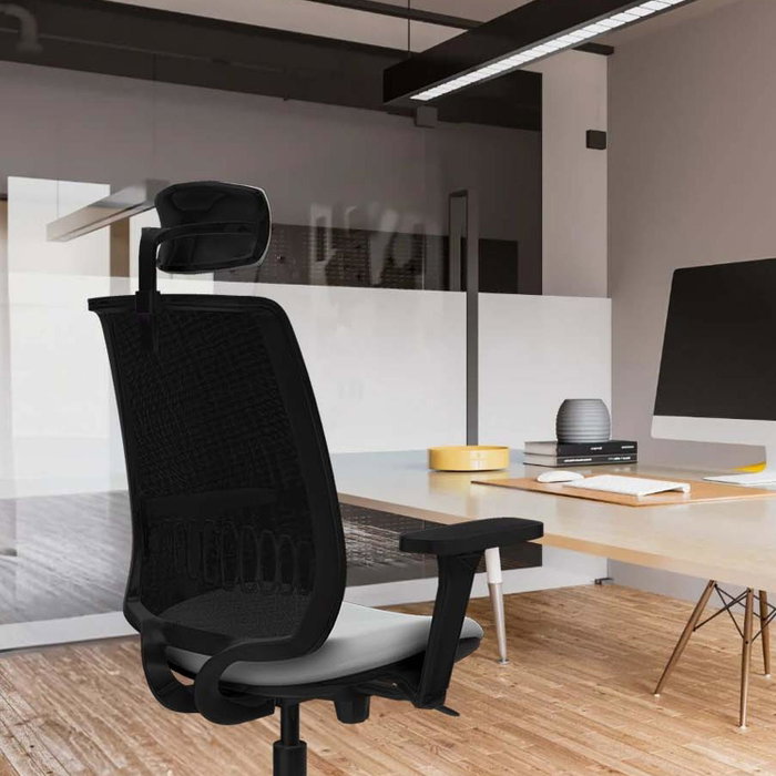 PIQUERAS Y CRESPO Silla Alares Sincro con Malla Negra, Asiento Amarillo y Base de Aluminio