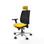 PIQUERAS Y CRESPO Silla Alares Sincro con Malla Negra, Asiento Amarillo y Base de Aluminio