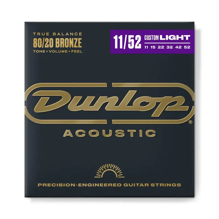 Dunlop Juego Acústica Bronze 80/20 Medium Light 11-52 Cuerdas para Guitarra Acústica