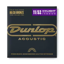 Dunlop Juego Acústica Bronze 80/20 Medium Light 11-52 Cuerdas para Guitarra Acústica