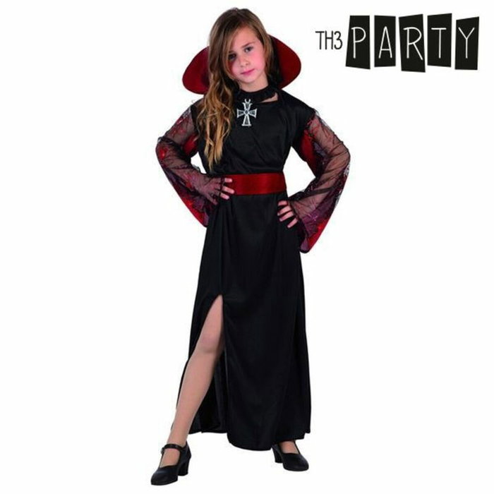 Disfraz de Vampiresa para Niña Halloween 7-9 Años con Vestido y Cinturón Negro