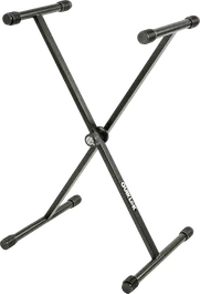 QUIKLOK Soporte Teclado T10 Formato X Perfil Simple Negro Altura Regulable Acero Plegable 72kg Carga Máxima