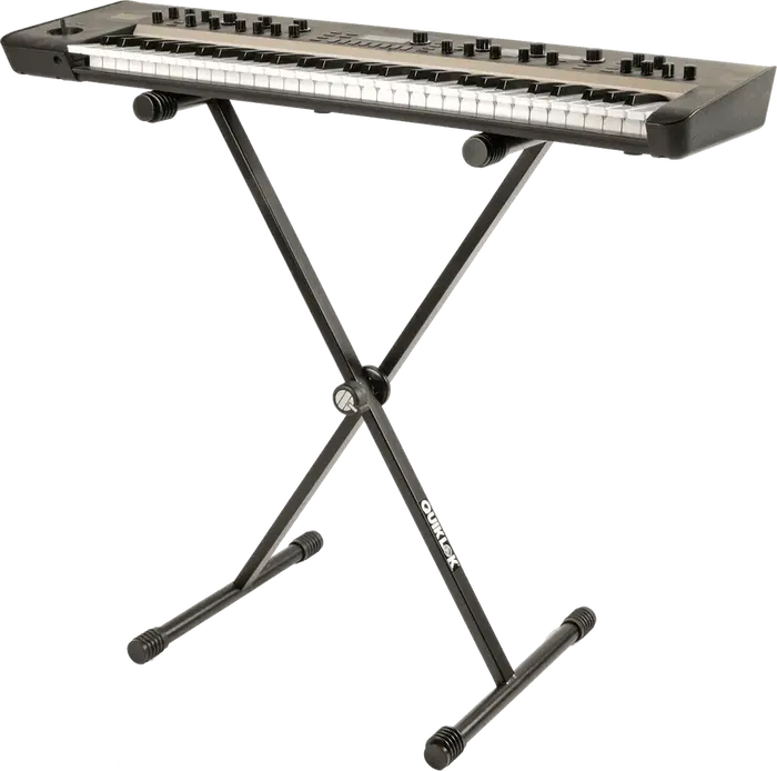 QUIKLOK Soporte Teclado T10 Formato X Perfil Simple Negro Altura Regulable Acero Plegable 72kg Carga Máxima