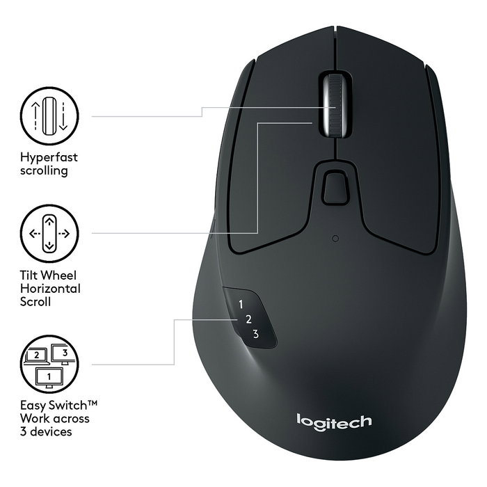 Logitech M720 Triathlon Ratón Inalámbrico Negro
