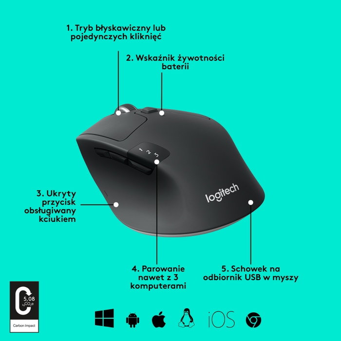 Logitech M720 Triathlon Ratón Inalámbrico Negro