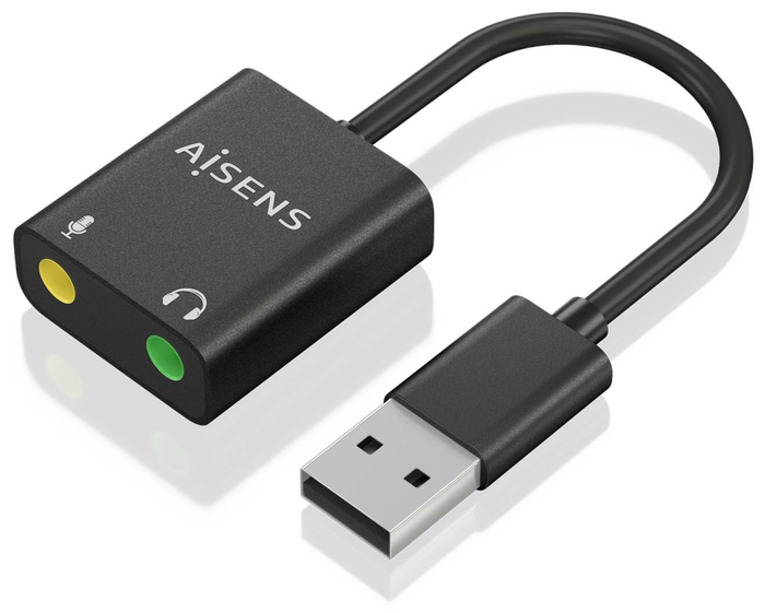 Aisens Conversor USB-A a Audio 48KHz Negro