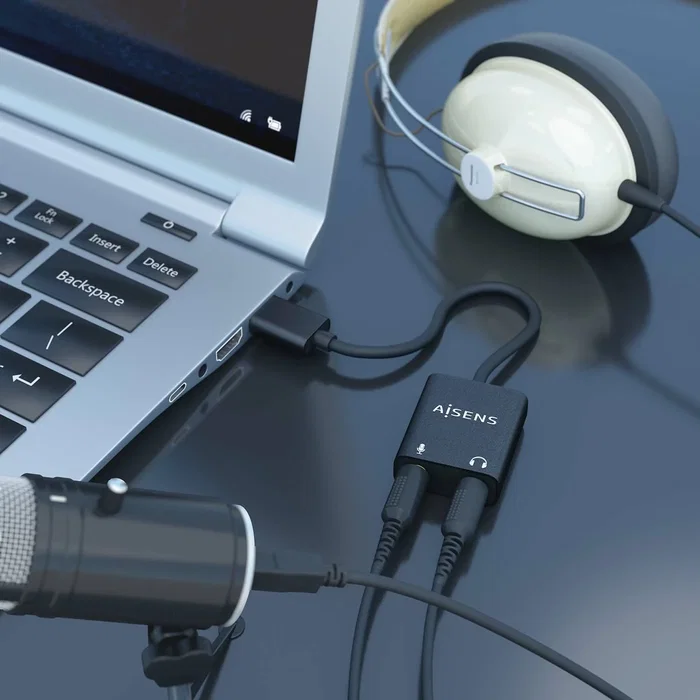 Aisens Conversor USB-A a Audio 48KHz con 2x Jack 3.5 mm, Negro Aisens Conversor USB-A a Audio 48KHz con 2x Jack 3.5 mm, Negro