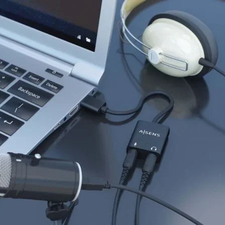 Aisens Conversor USB-A a Audio 48kHz USB-A/M a 2xJack 3.5mm 10cm Negro Aisens Conversor USB-A a Audio 48kHz USB-A/M a 2xJack 3.5mm 10cm Negro