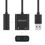 Aisens Conversor USB-A a Audio 48kHz USB-A/M a 2xJack 3.5mm 10cm Negro