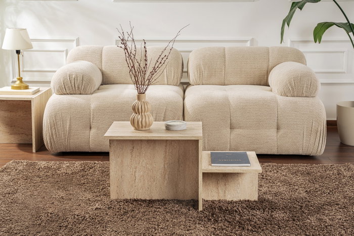 Mesa de centro Rectangular Efecto travertino HARMONY 80 x 40 x 40 cm CAL1730423364198