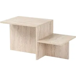 Mesa de centro Rectangular Efecto travertino HARMONY 80 x 40 x 40 cm CAL1730423364198