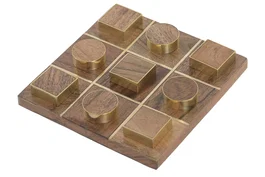 DKD Home Decor Juego Set 2 Acacia Latón 15,5x15,5x2 Marrón Dorado