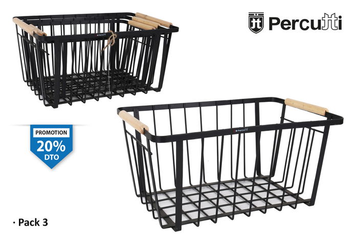 Percutti Organizer Set 3 Cestas 38 x 26 x 18 cm Percutti Organizer Set 3 Cestas 38 x 26 x 18 cm