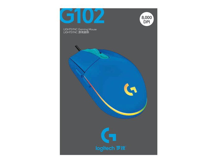 Logitech G102 Lightsync Ratón Gaming Óptico Cableado, 8000 DPI, 6 Botones Programables, 1 ms de Respuesta, Color Azul