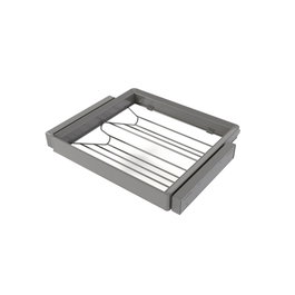 Emuca Kit de cajón zapatero y bastidor regulable Quartz para armarios, guías de cierre suave y extracción total, Módulo 60cm, Acabado Titanio