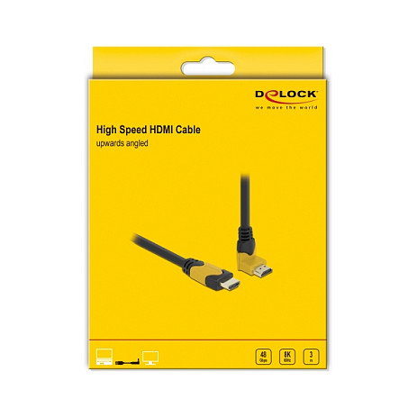 DeLOCK Cable HDMI High Speed 8K 60Hz 48Gbps 3m con conector 90° arriba