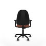 Silla de oficina Algarra con mecanismo Contacto permanente básico tapizada con Tela color Marrón. Equipada con Base poliamida negra, Brazos 1D y Ruedas autofrenantes