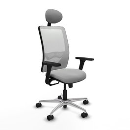 PIQUERAS Y CRESPO Silla de oficina Zulema con mecanismo Sincro, Gris claro y Blanco