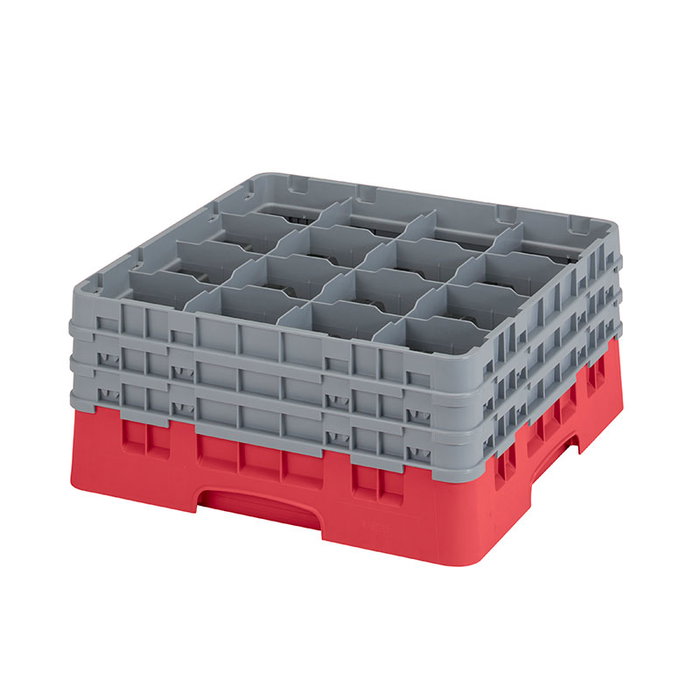 CAMBRO - 16S738-163 - Cesta de lavado 16 comp. 3 alturas - 10,9 cm Ø máx. - alt. máx. 20 cm - 50 x 50 x 22,5 cm - Rojo CAMBRO - 16S738-163 - Cesta de lavado 16 comp. 3 alturas - 10,9 cm Ø máx. - alt. máx. 20 cm - 50 x 50 x 22,5 cm - Rojo