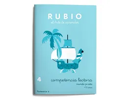 Rubio Cuaderno Competencia Lectora 4 Mundo Pirata - Cuaderno de Lectura Comprensiva para Niños, Formato DIN A5