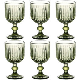 DKD Home Decor Copa Basicos Stripes Garbo Verde Cristal Rayado 8 x 14.5 x 8 cm Set de 6 Piezas