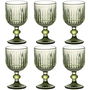 DKD Home Decor Copa Basicos Stripes Garbo Verde Cristal Rayado 8 x 14.5 x 8 cm Set de 6 Piezas