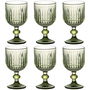 DKD Home Decor Copa Basicos Stripes Garbo Verde Cristal Rayado 8 x 14.5 x 8 cm Set de 6 Piezas