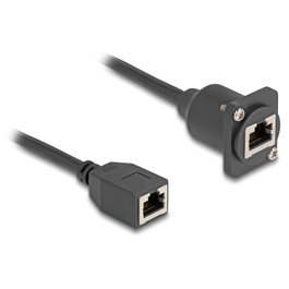 DeLOCK Cable de red RJ45 Cat.5e tipo-D hembra a hembra negro 20 cm