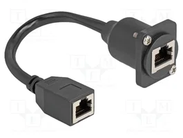 DeLOCK Cable Ethernet Cat.5e RJ45 tipo-D hembra a hembra 20 cm negro