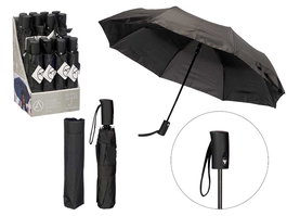 ARTE REGAL Paraguas Plegable Automático Negro, Apertura Automática, Diámetro 56 cm, 8 Varillas Fibra de Vidrio, Dimensiones Plegado 32 x 7 x 7 cm (Set de 16)