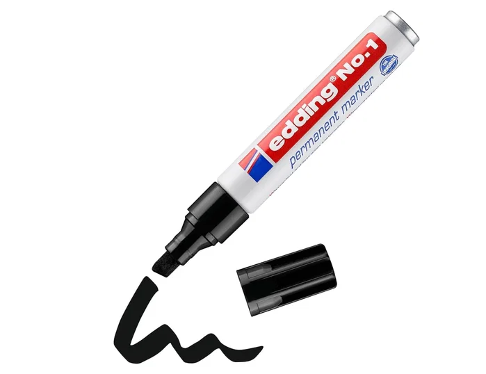 Edding Marcador Permanente Nº 1 Negro (Set de 10) con Punta Biselada
