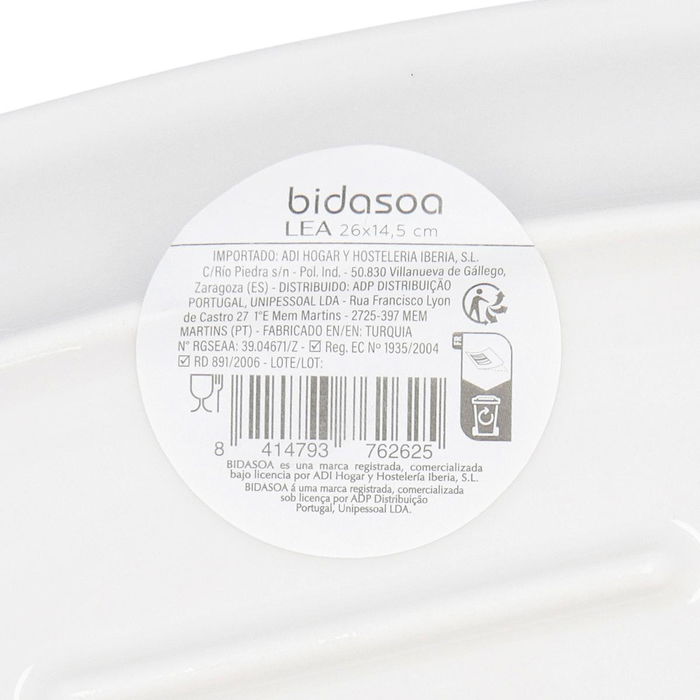 Bandeja Oval Porcelana Lea Hydrozero Bidasoa 26x14,5 cm (6 Unidades)