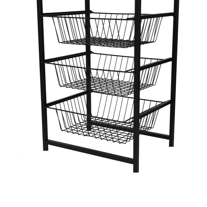Hanah Home Soporte para Cestas de Estantería de Metal Negro, 33x41x84 cm