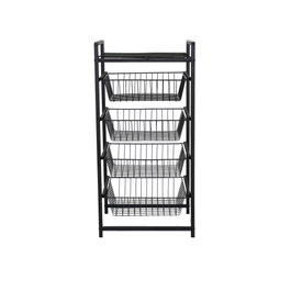 Hanah Home Soporte para Cestas de Estantería de Metal Negro, 33x41x84 cm