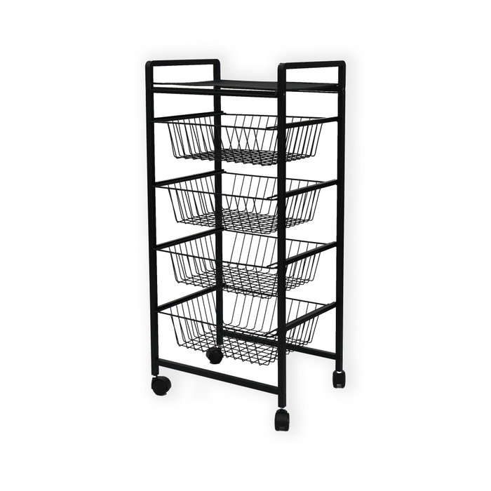 Hanah Home Soporte para Cestas de Estantería de Metal Negro, 33x41x84 cm