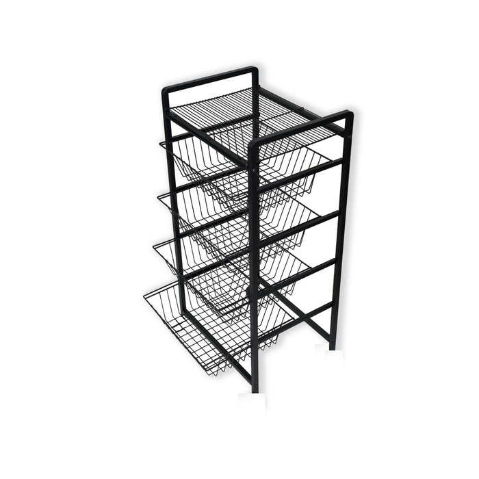 Hanah Home Soporte para Cestas de Estantería de Metal Negro, 33x41x84 cm