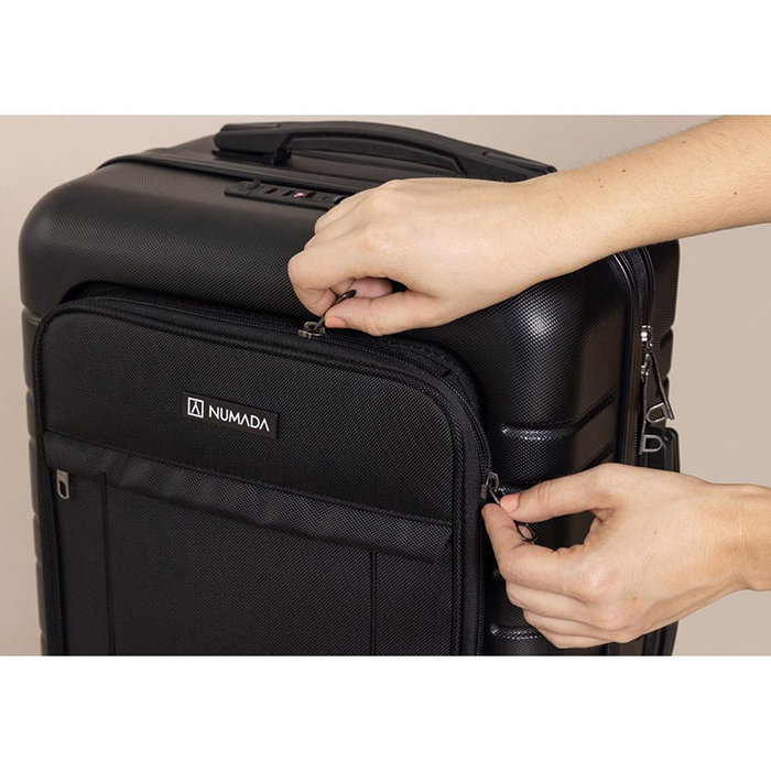 Numada 1200608 Maleta de cabina 38L negra rígida 55x35.5x23.5cm con cierre TSA y puerto USB