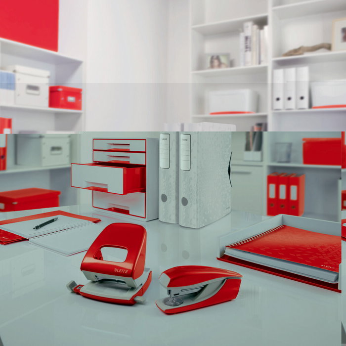 Leitz Carpeta con pinza metálica WOW de poliestireno, DIN A4, Rojo