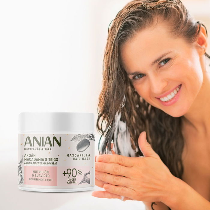 Anian Mascarilla Argán Nutrición y Suavidad Cabello Seco y Dañado con Aceite de Argán 350 ml