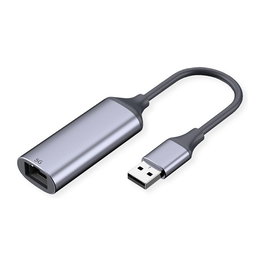 VALUE USB 3.2 Gen 1 Typ A a RJ-45 - Adaptador de Red Ethernet 5 Gbit/s, Negro/Plata