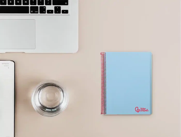 Liderpapel Cuaderno espiral A6 Micro Wonder tapa plástico 120 hojas 90gr cuadro 5mm 4 bandas celeste